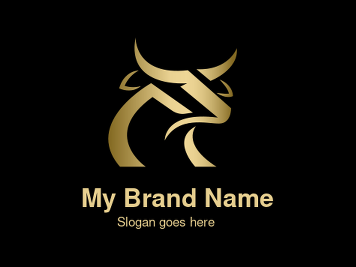 Striking Golden Bull Head with Stylized Horns Logo Design for Premium Financial Trading Platforms and Bold Sports Merchandise Brands